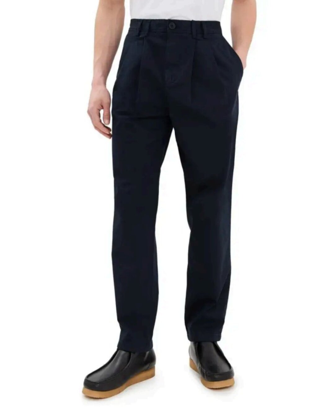 WAX LONDON Raleigh Cotton Trousers Navy Size 34
